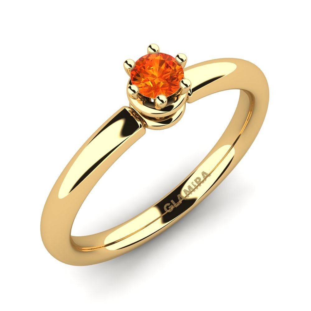 14ct Yellow Gold Orange Sapphire Engagement Ring Jemma 0.16 crt