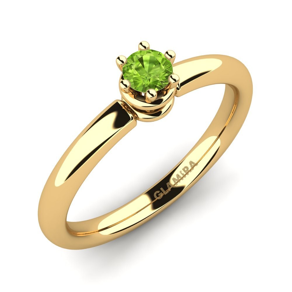 9k Oro Amarillo Peridoto Anillo de compromiso Jemma 0.16 crt