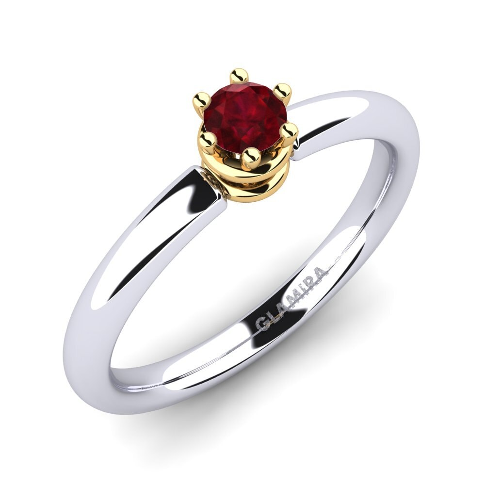 18ct White / Yellow Gold Ruby Engagement Ring Jemma 0.16 crt