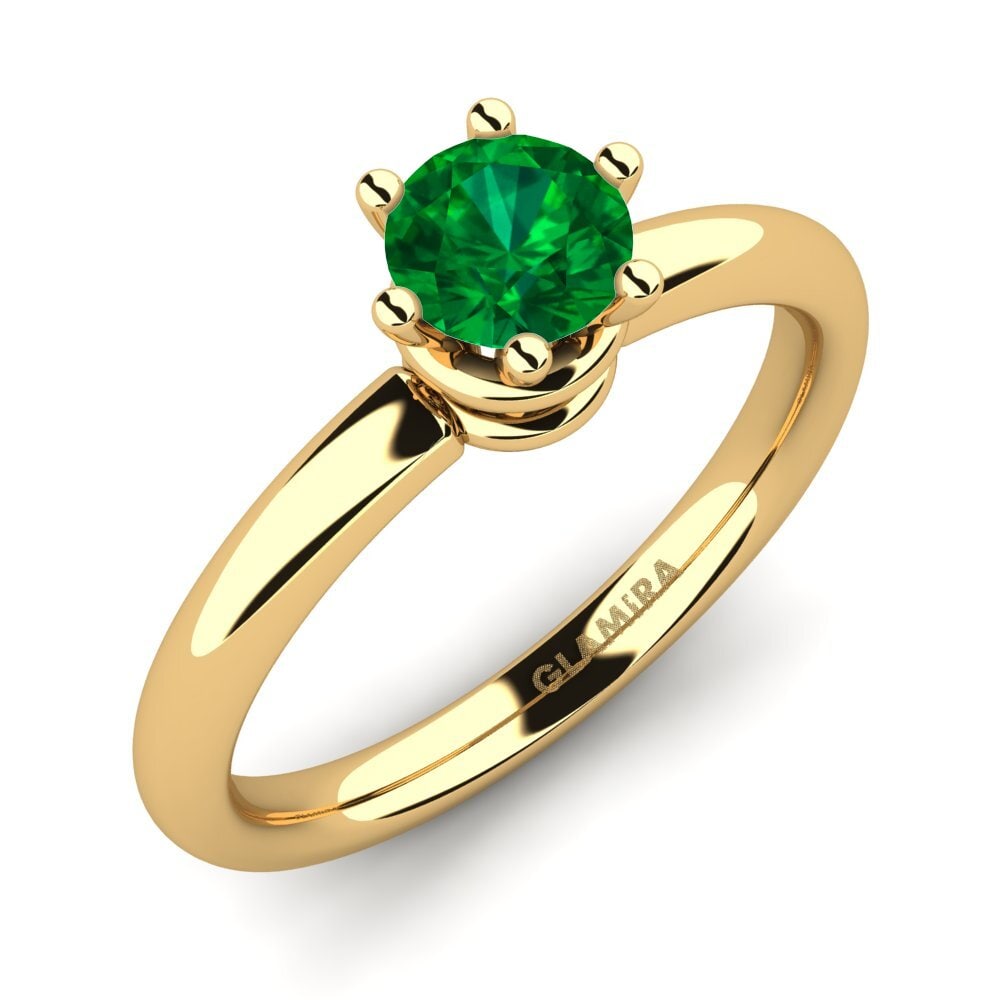 9k Oro Amarillo Esmeralda (creada en laboratorio) Anillo de compromiso Jemma 0.5 crt