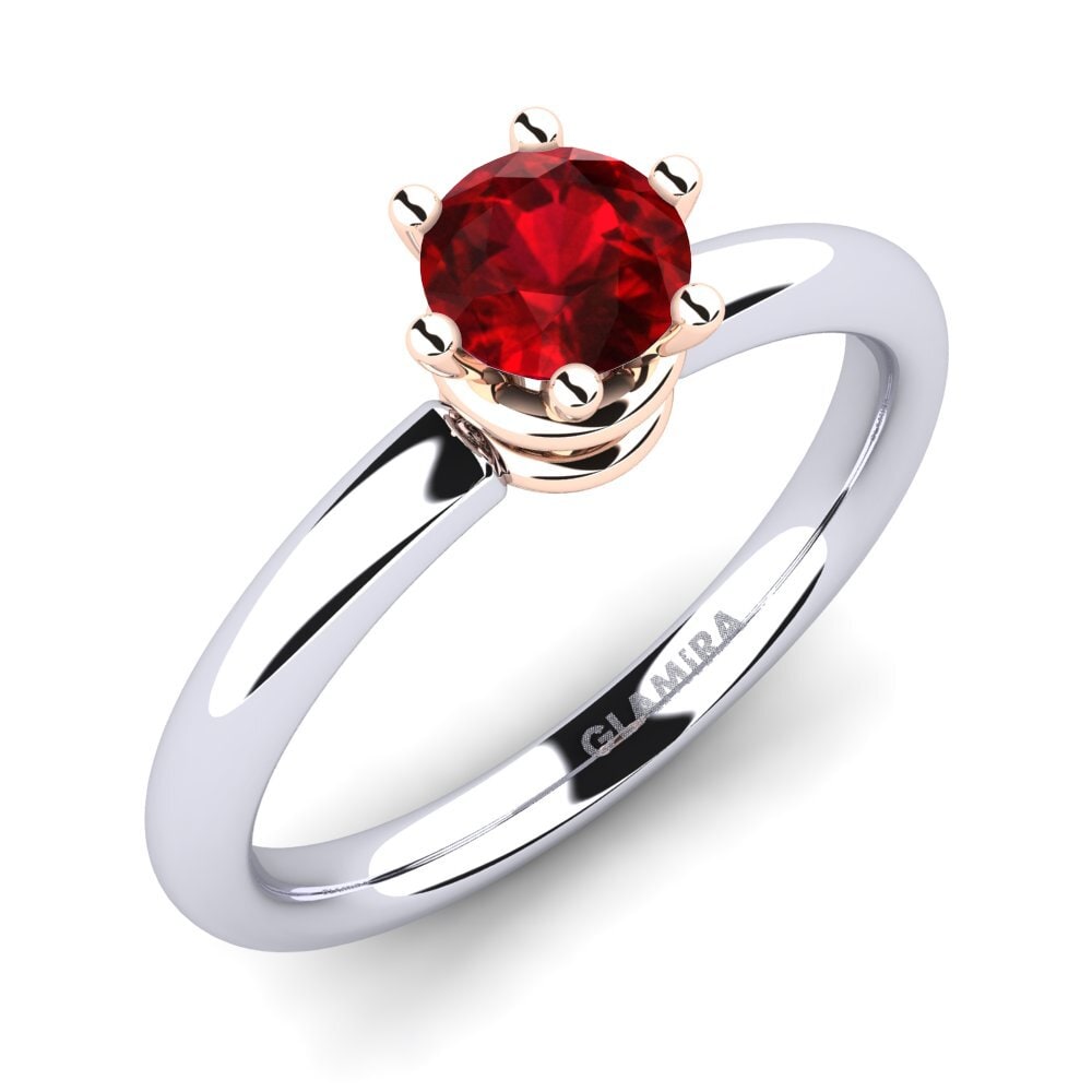 18ct White & Rose Gold Ruby (Lab Created) Engagement Ring Jemma 0.5 crt