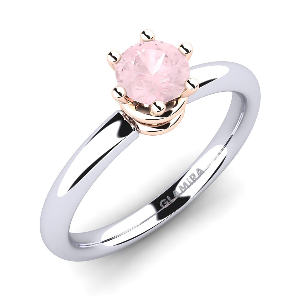 14ct White & Rose Gold Rose Quartz Engagement Ring Jemma 0.5 crt