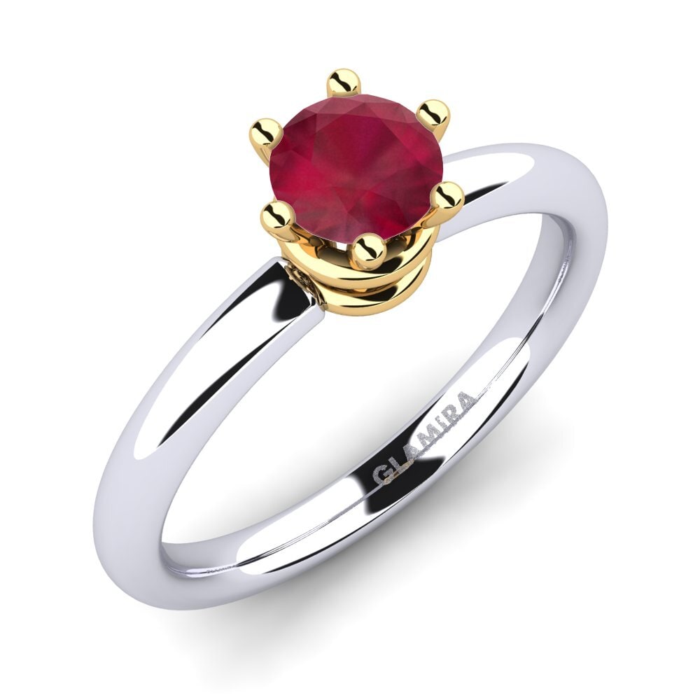 18ct White / Yellow Gold Ruby Engagement Ring Jemma 0.5 crt