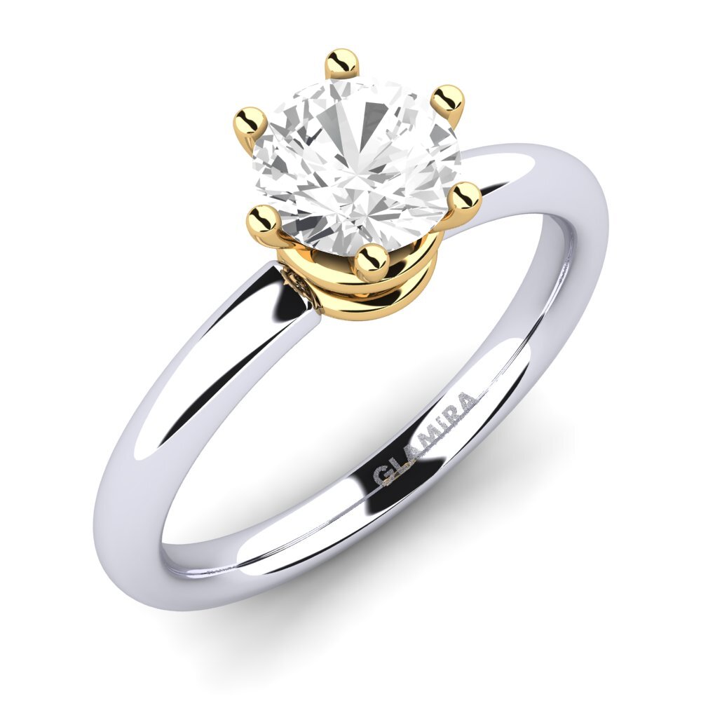 14ct White / Yellow Gold White sapphire Engagement Ring Jemma 0.8 crt