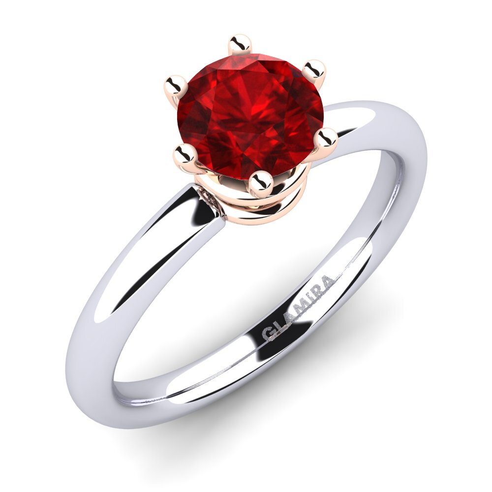 18ct White & Rose Gold Ruby (Lab Created) Engagement Ring Jemma 0.8 crt