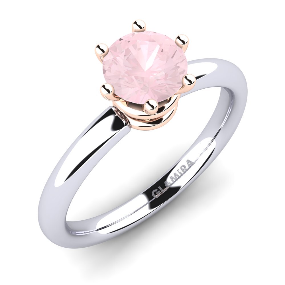 14ct White & Rose Gold Rose Quartz Engagement Ring Jemma 0.8 crt