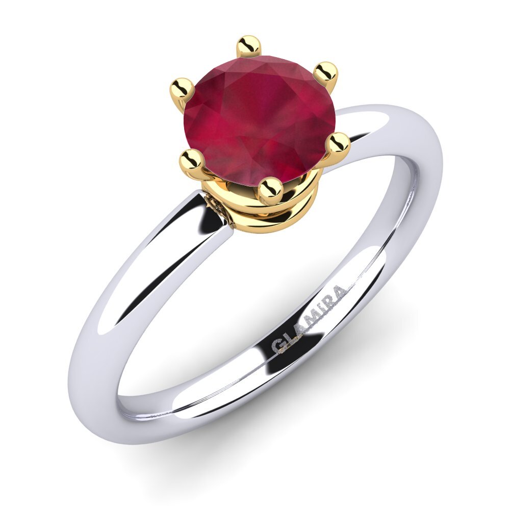 18ct White / Yellow Gold Ruby Engagement Ring Jemma 0.8 crt