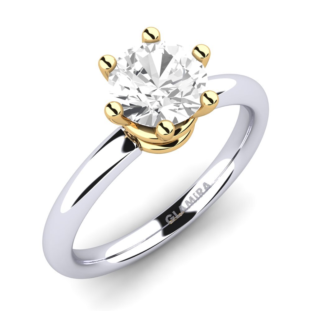 14ct White / Yellow Gold White sapphire Engagement Ring Jemma 1.0 crt