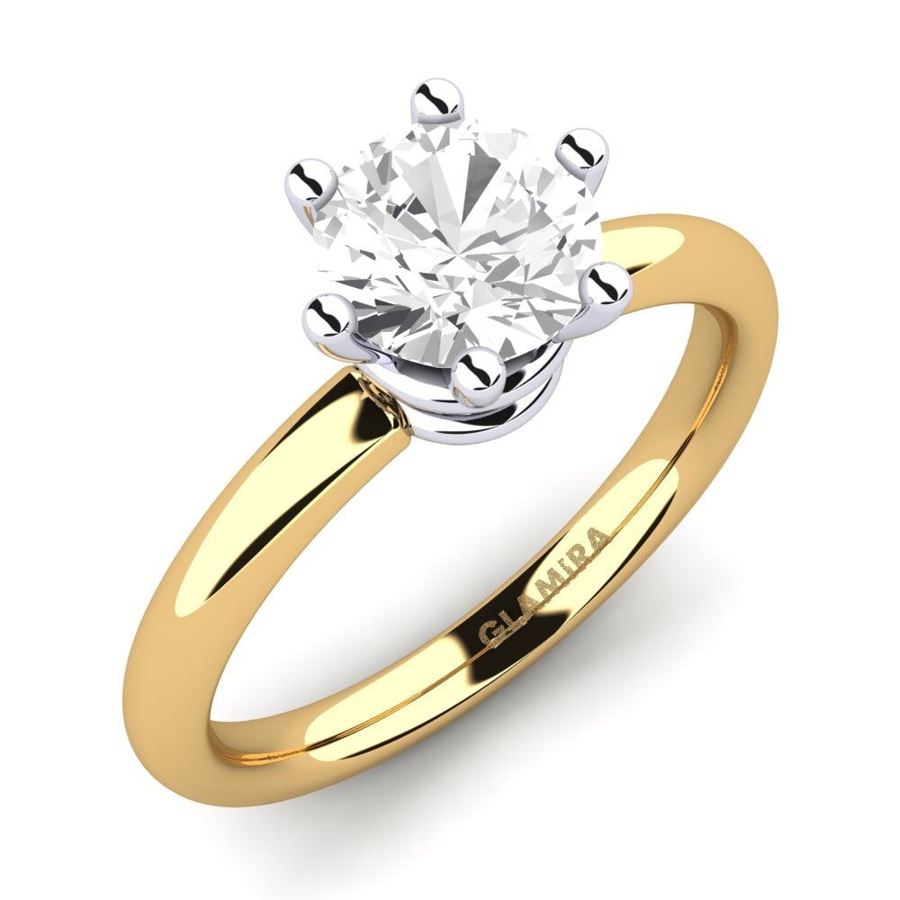 14ct Yellow / White Gold White sapphire Engagement Ring Jemma 1.0 crt