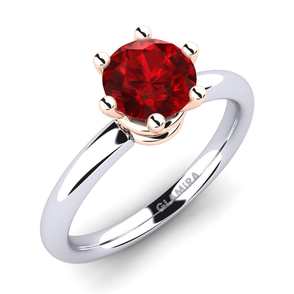 18ct White & Rose Gold Ruby (Lab Created) Engagement Ring Jemma 1.0 crt