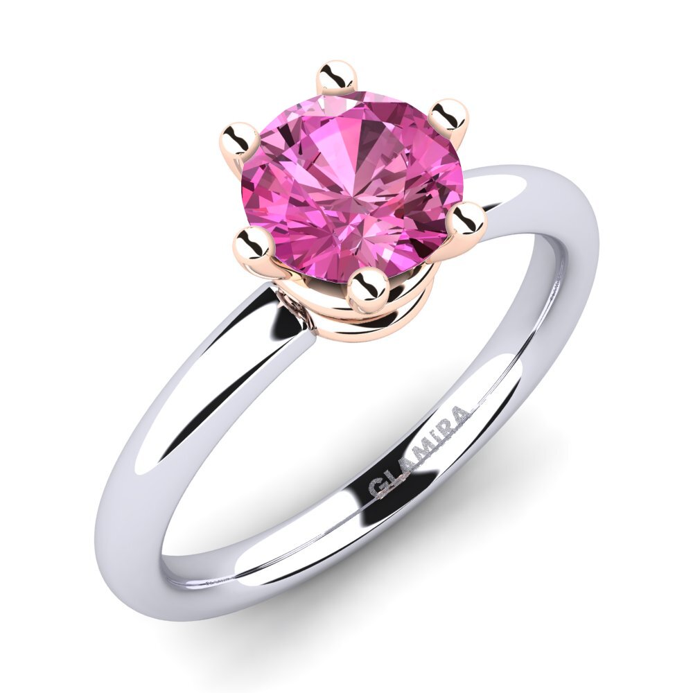 14ct White & Rose Gold Pink Topaz Engagement Ring Jemma 1.0 crt