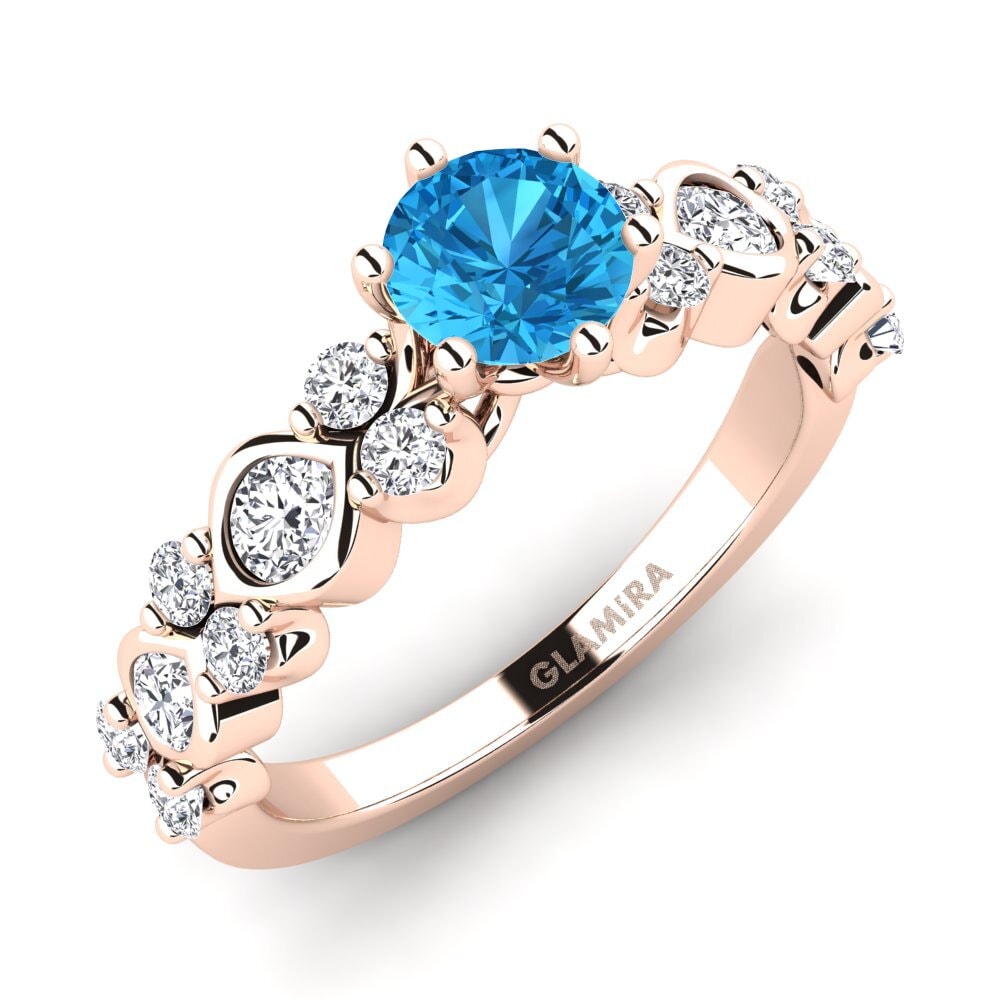 14ct Rose Gold Blue Topaz Engagement Ring Jena