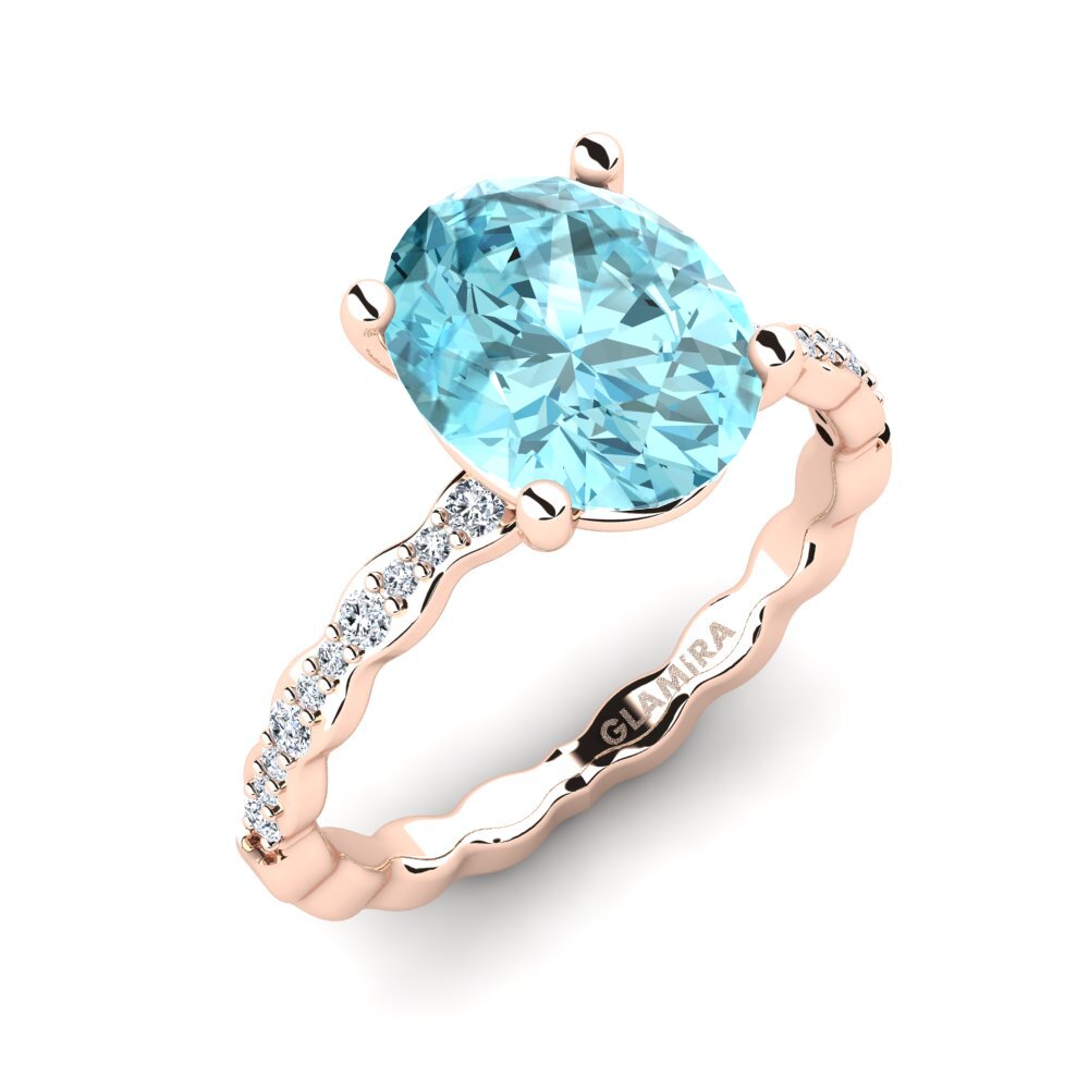 Bague Cocktail Grosse Pierre Morganite Et Brillants CZ - Taille 52 - Alliage Rose - Neuf Sans Emballage