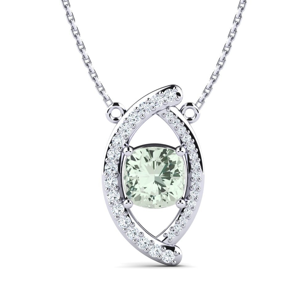 950 Palladium Green Amethyst Women's Necklace Jenasia