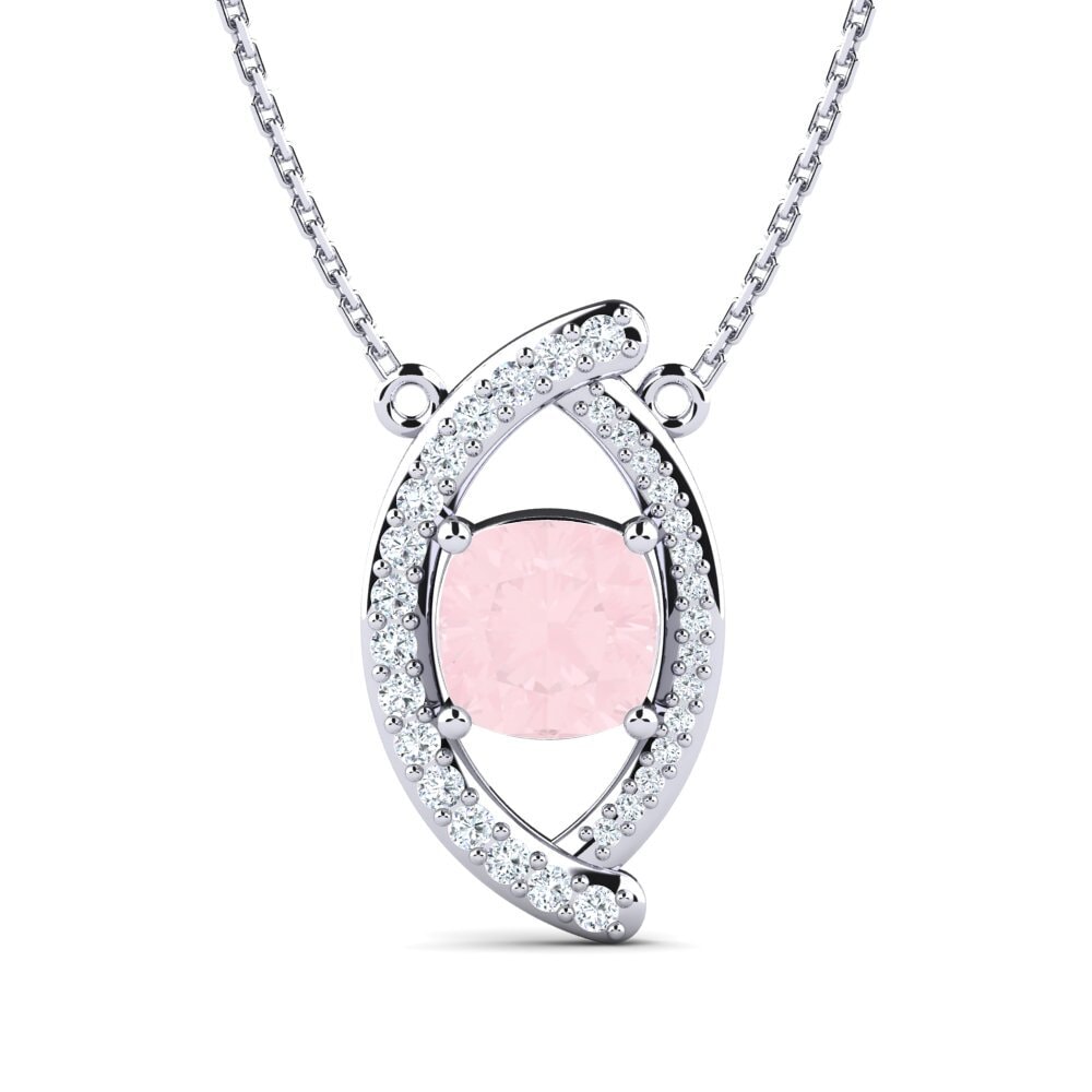 Cushion Rose Quartz Women's Necklace Jenasia