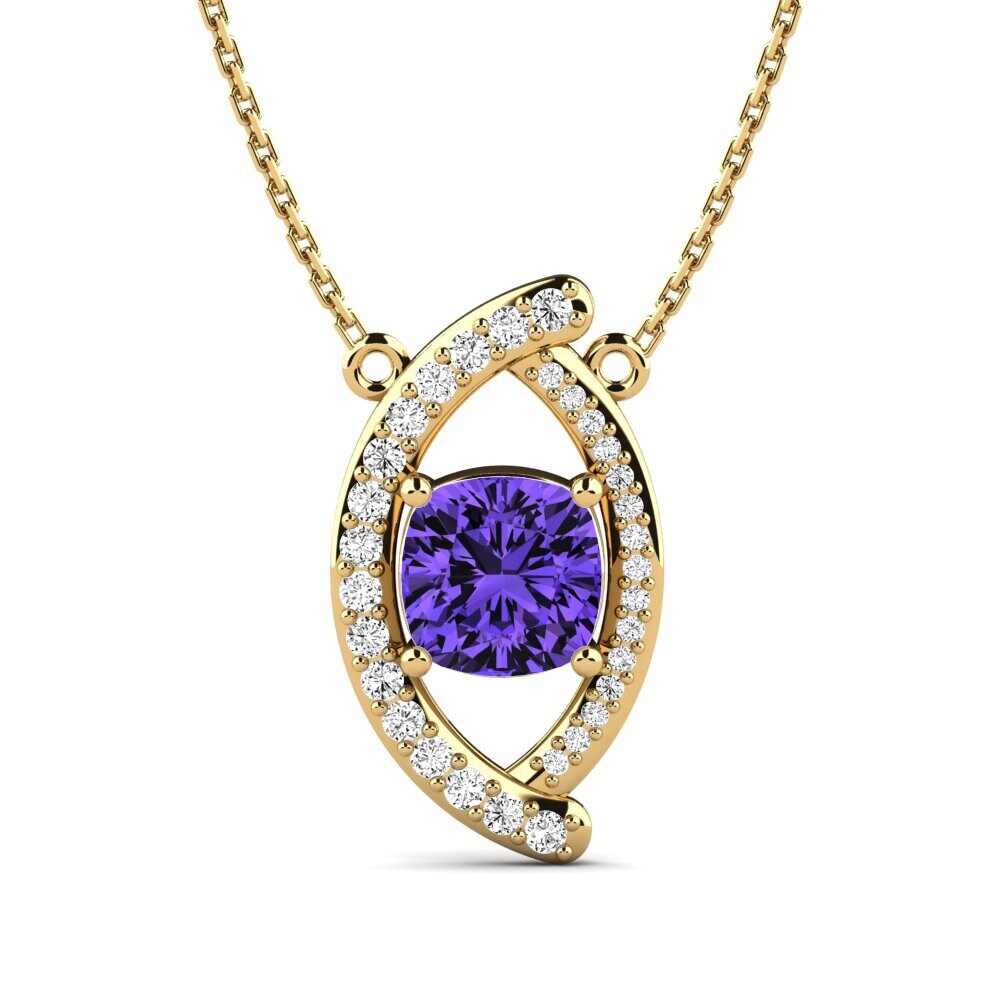Gelbgold 585 Tansanit Damen halskette Jenasia