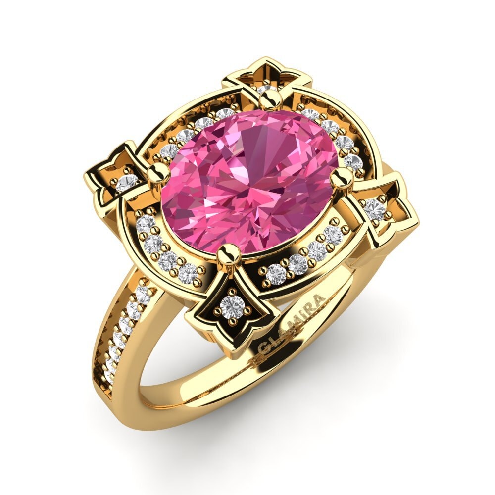 9ct Yellow Gold Pink Tourmaline Engagement Ring Jenavecia