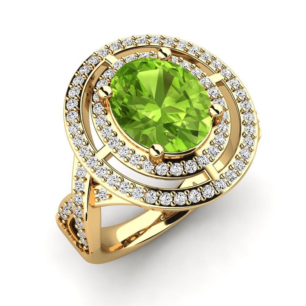 9k Oro Amarillo Peridoto Anillo de compromiso Jendaya