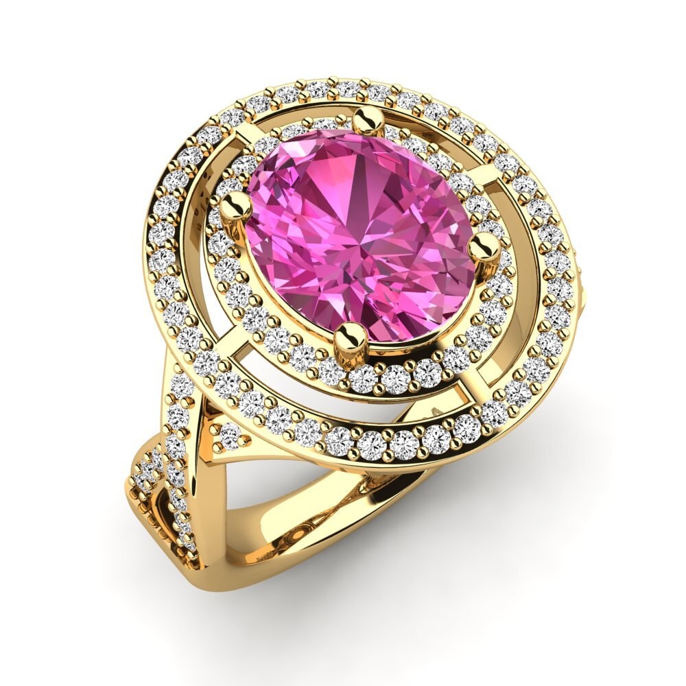 9k Oro Amarillo Topacio Rosa Anillo de compromiso Jendaya