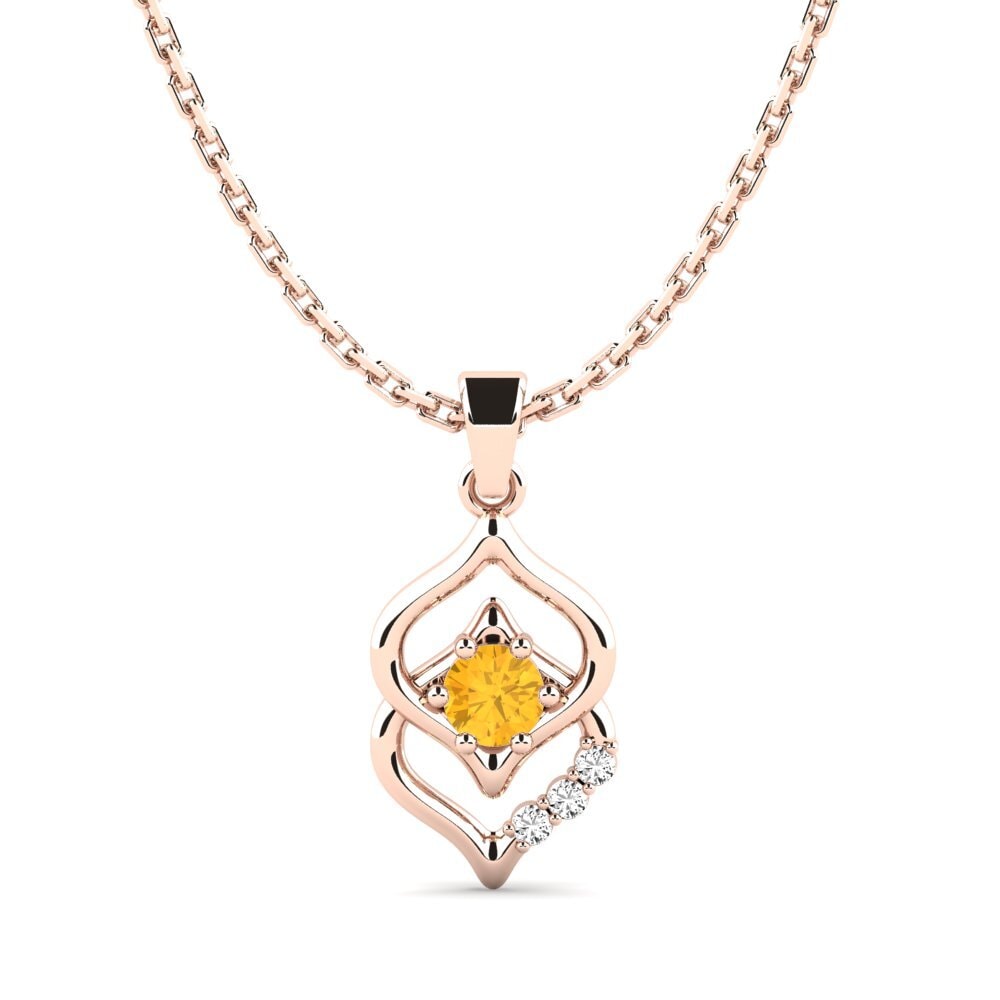 14k Oro Rosa Citrino Colgante de Mujer Jenisper