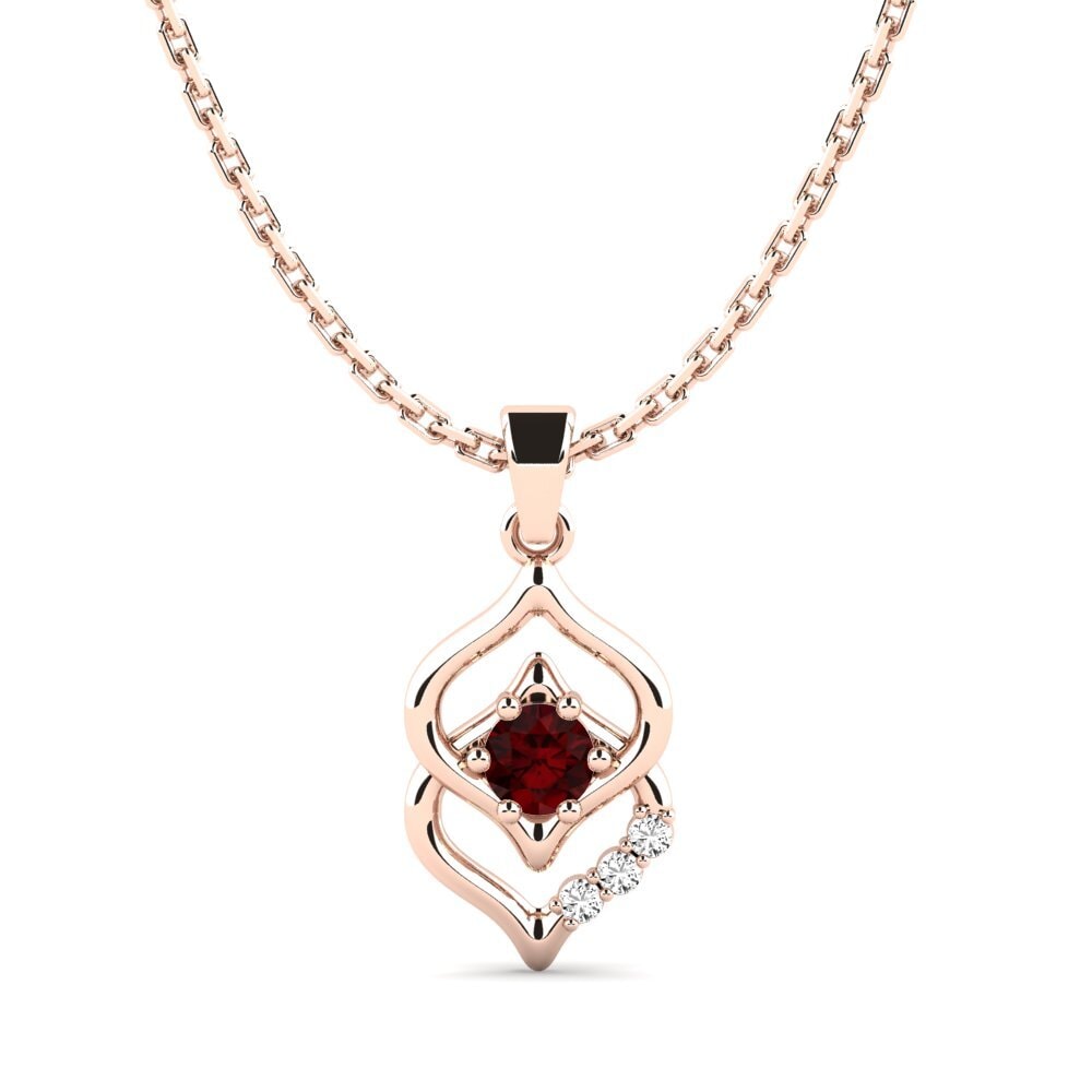 14k Oro Rosa Granate Colgante de Mujer Jenisper