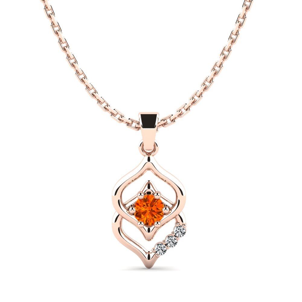 14k Oro Rosa Zafiro Naranja Colgante de Mujer Jenisper