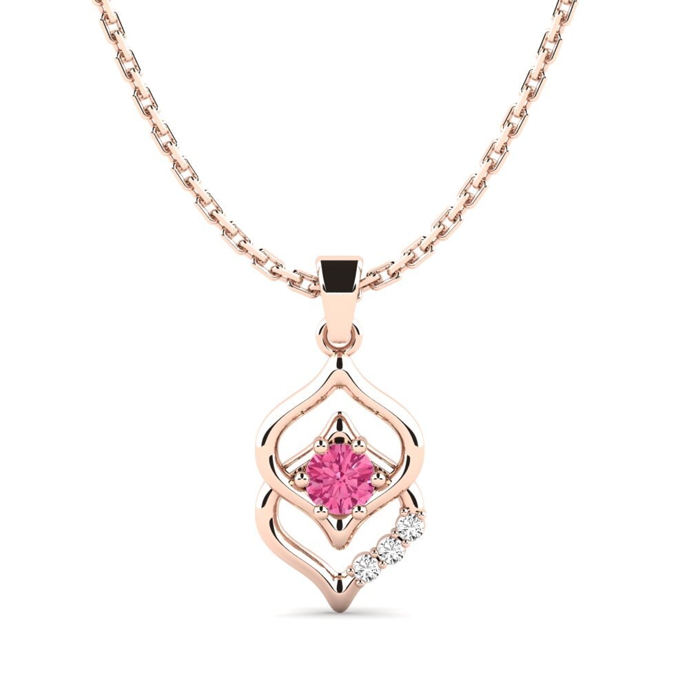 9k Oro Rosa Turmalina rosa Colgante de Mujer Jenisper