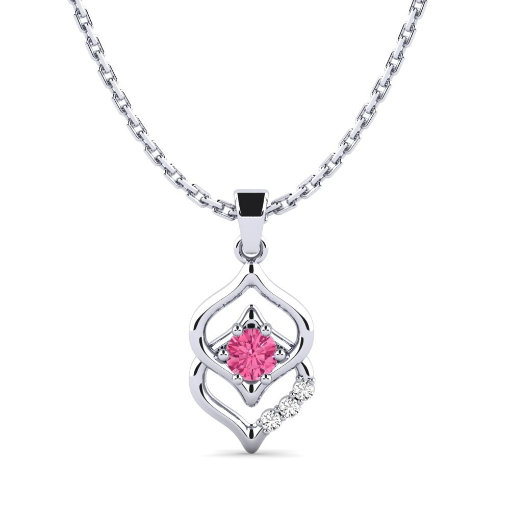 Platino 950 Turmalina rosa Colgante de Mujer Jenisper