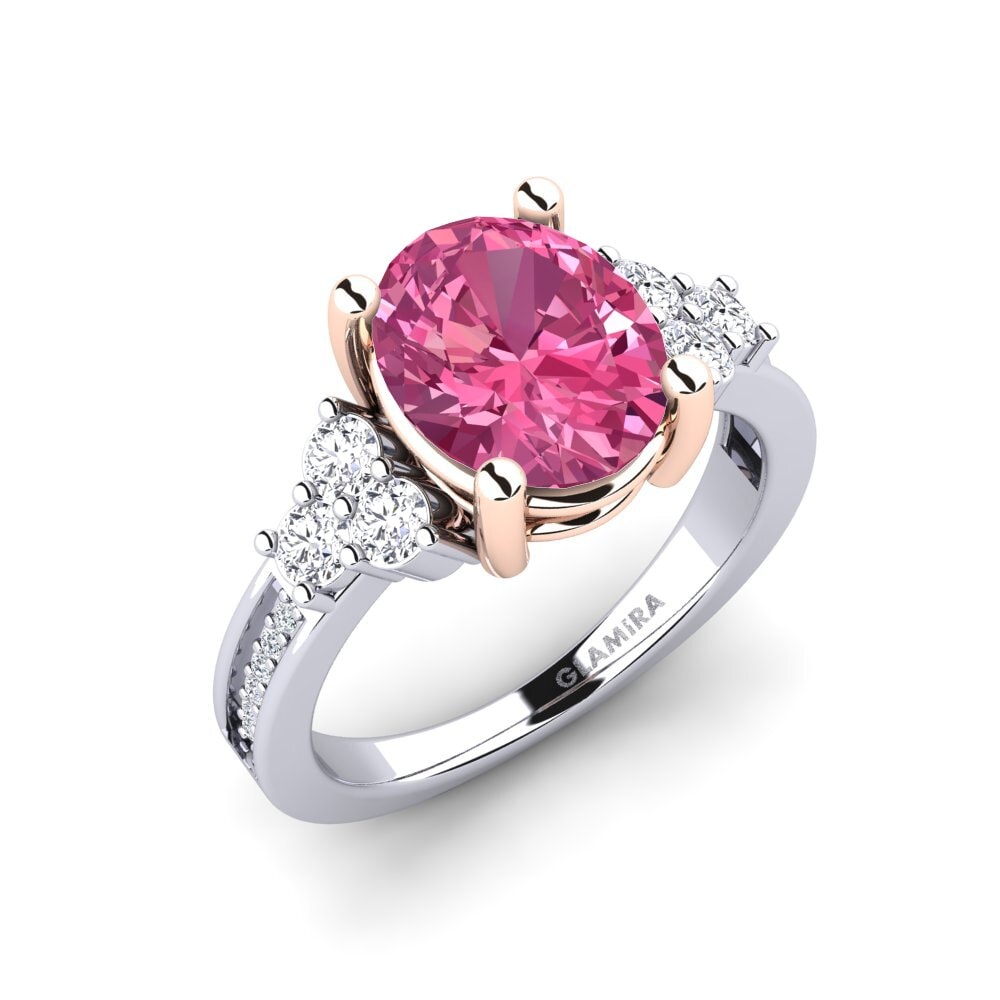 14ct White & Rose Gold Pink Tourmaline Engagement Ring Jennivie