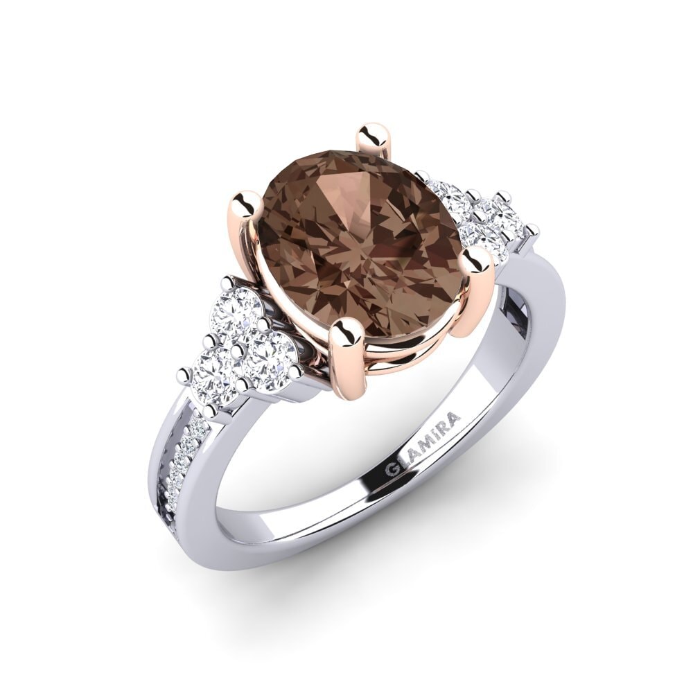 9ct White & Rose Gold Smoky Quartz Engagement Ring Jennivie