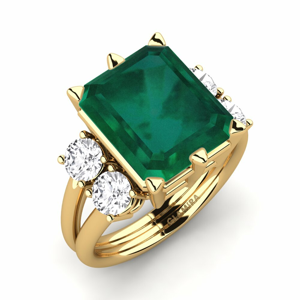 Acquista Glamira Anello Jensine in taglio Smeraldo 7 Carati Oro Giallo 375 Smeraldo GLAMIRA