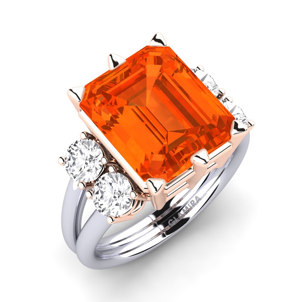 18k Oro Blanco & Rosa Anillo Jensine
