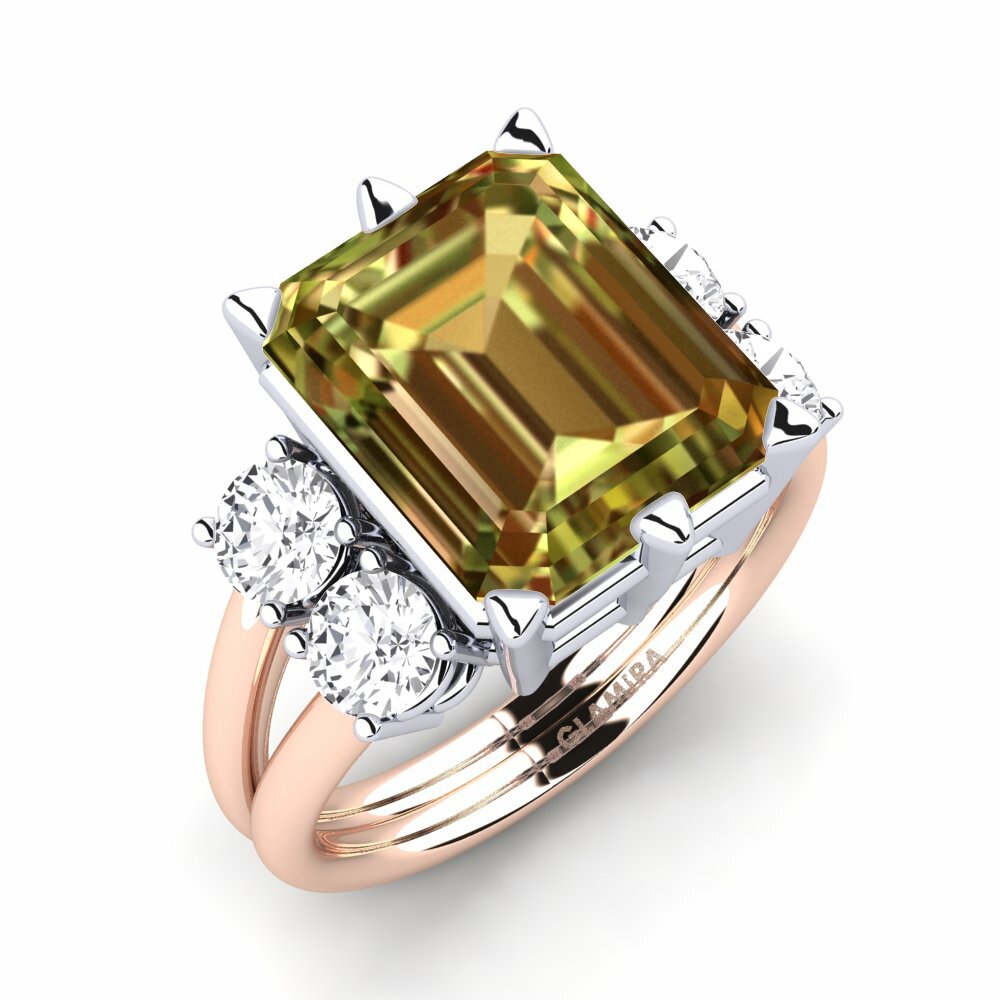 Or Rose& Blanc 14k Pierre de Sultan Bague Jensine