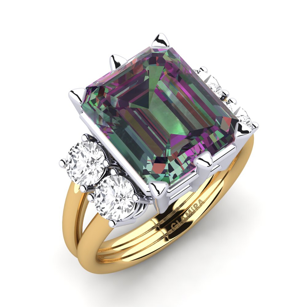 9ct Yellow & White Gold Mystic Topaz Ring Jensine