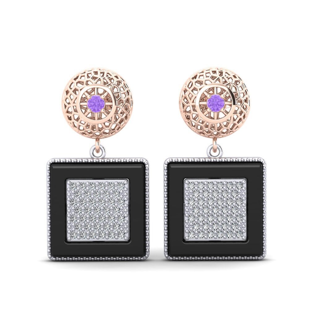 18ct White & Rose Gold Amethyst Women's Earring Jepson