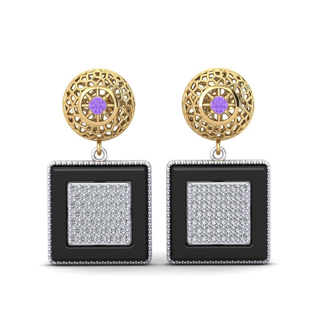 14ct White & Yellow Gold Amethyst Women's Earring Jepson