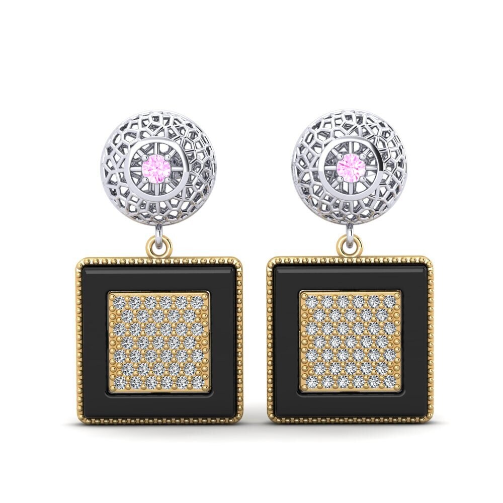 14ct Yellow & White Gold Pink Sapphire Women's Earring Jepson