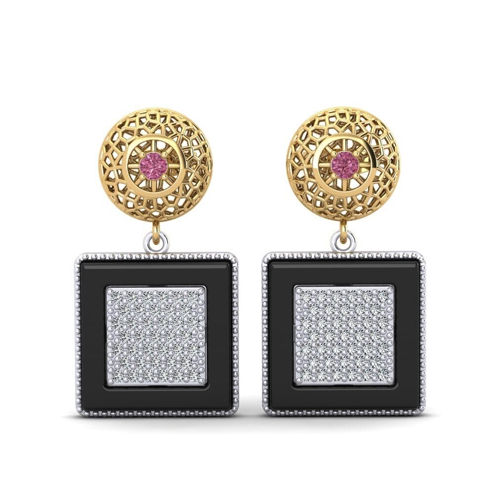 14ct White & Yellow Gold Rhodolite Garnet Women's Earring Jepson
