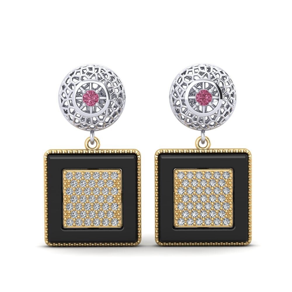 18ct Yellow & White Gold Rhodolite Garnet Women's Earring Jepson
