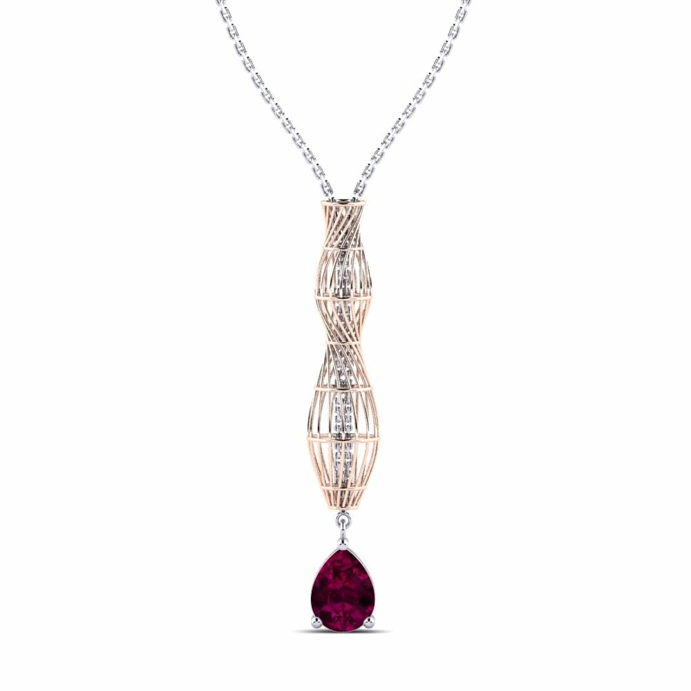 Dây chuyền Vàng Trắng-Đỏ 9K Đá Rhodolite Fusion