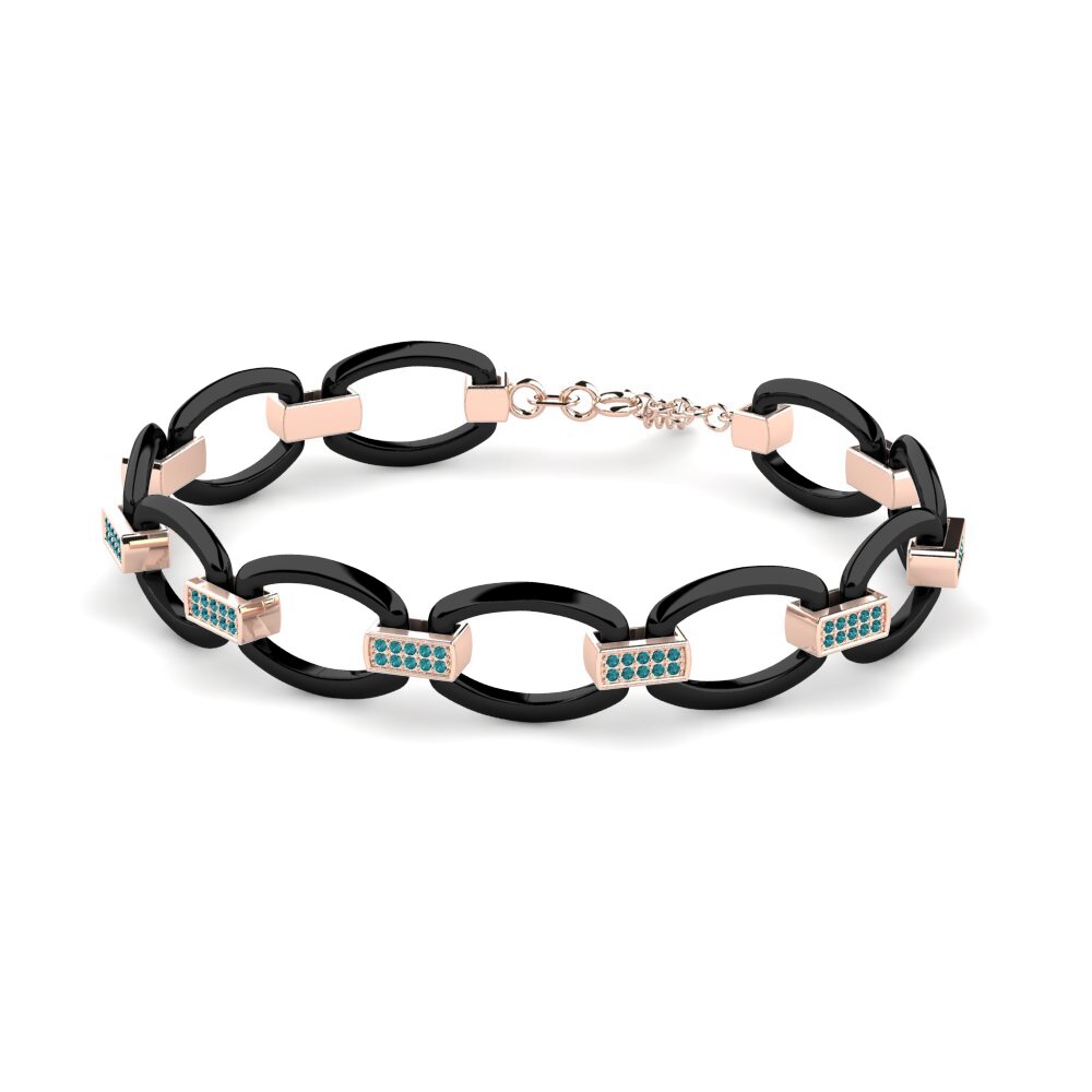 18k Oro Rosa Diamante Azul Pulsera de Mujer Jere