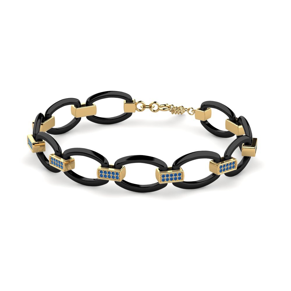 9k Oro amarillo Circonita Azul Oscuro Pulsera de Mujer Jere