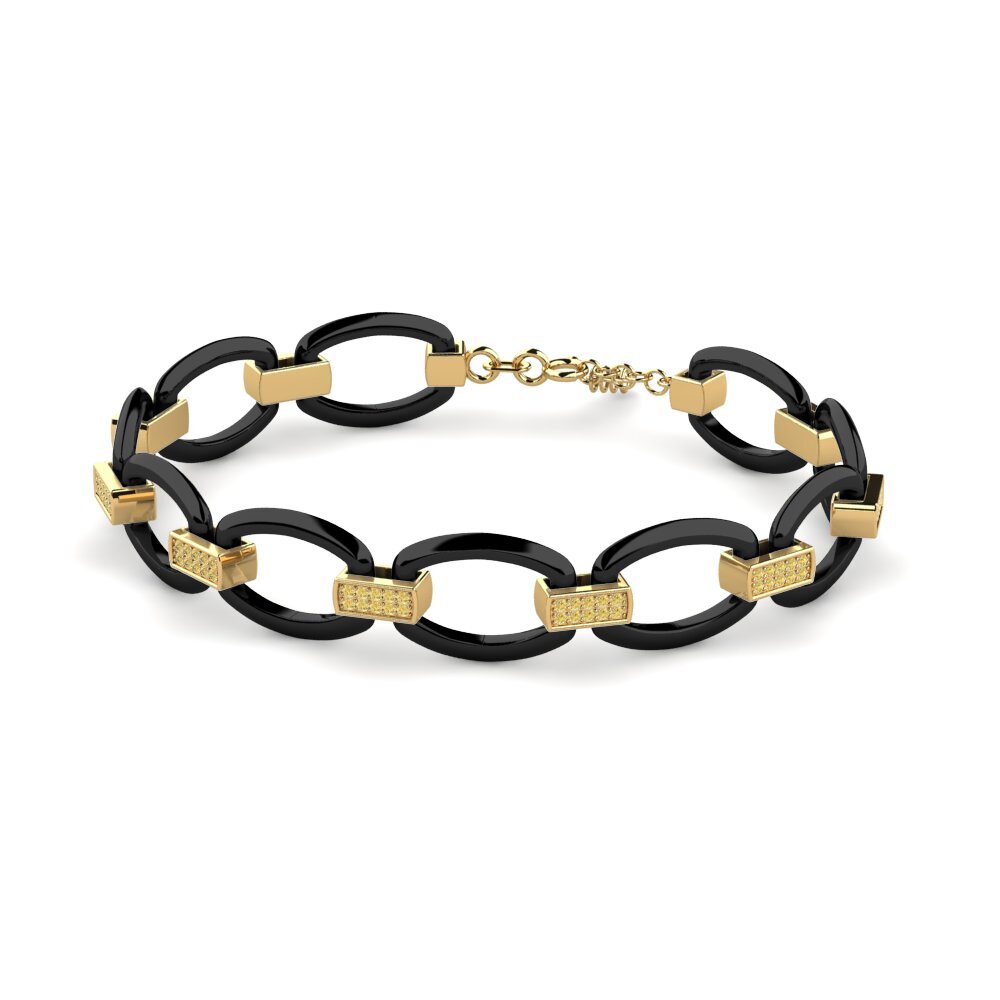 9k Oro amarillo Diamante Amarillo Pulsera de Mujer Jere