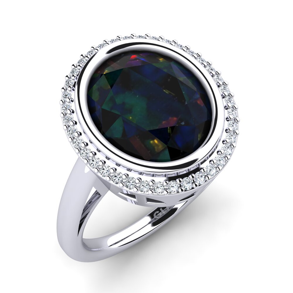 White Silver Black Opal Ring Jermelia