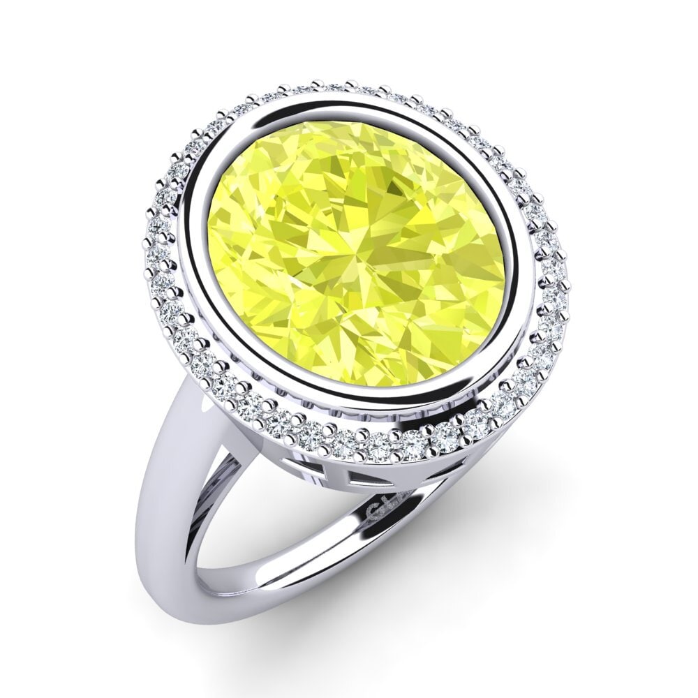 950 Palladium Lemon Quartz Ring Jermelia