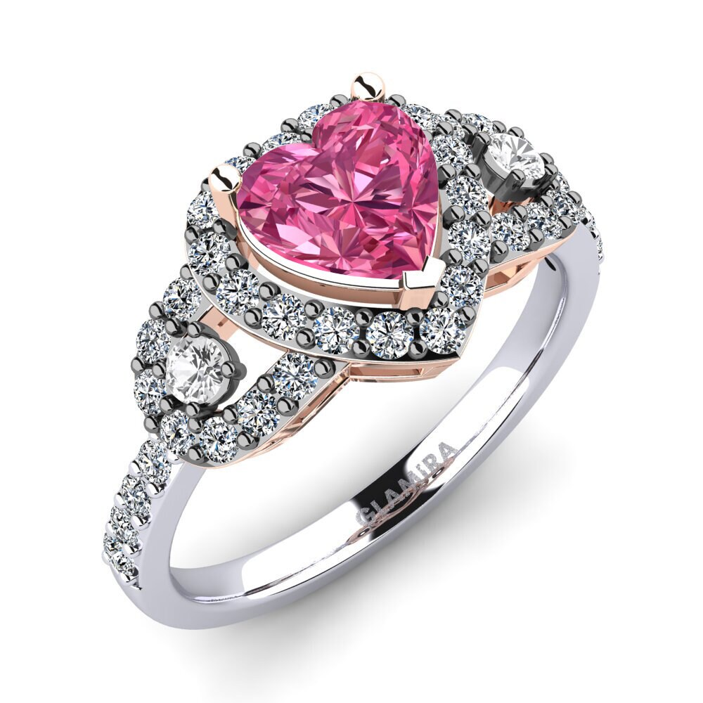 14ct White & Rose Gold Pink Tourmaline Engagement Ring Jerri