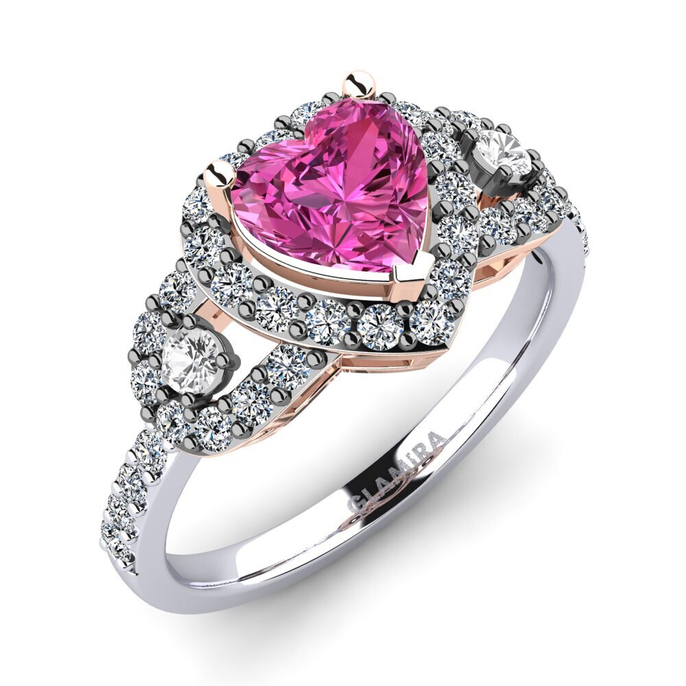 14ct White & Rose Gold Pink Topaz Engagement Ring Jerri