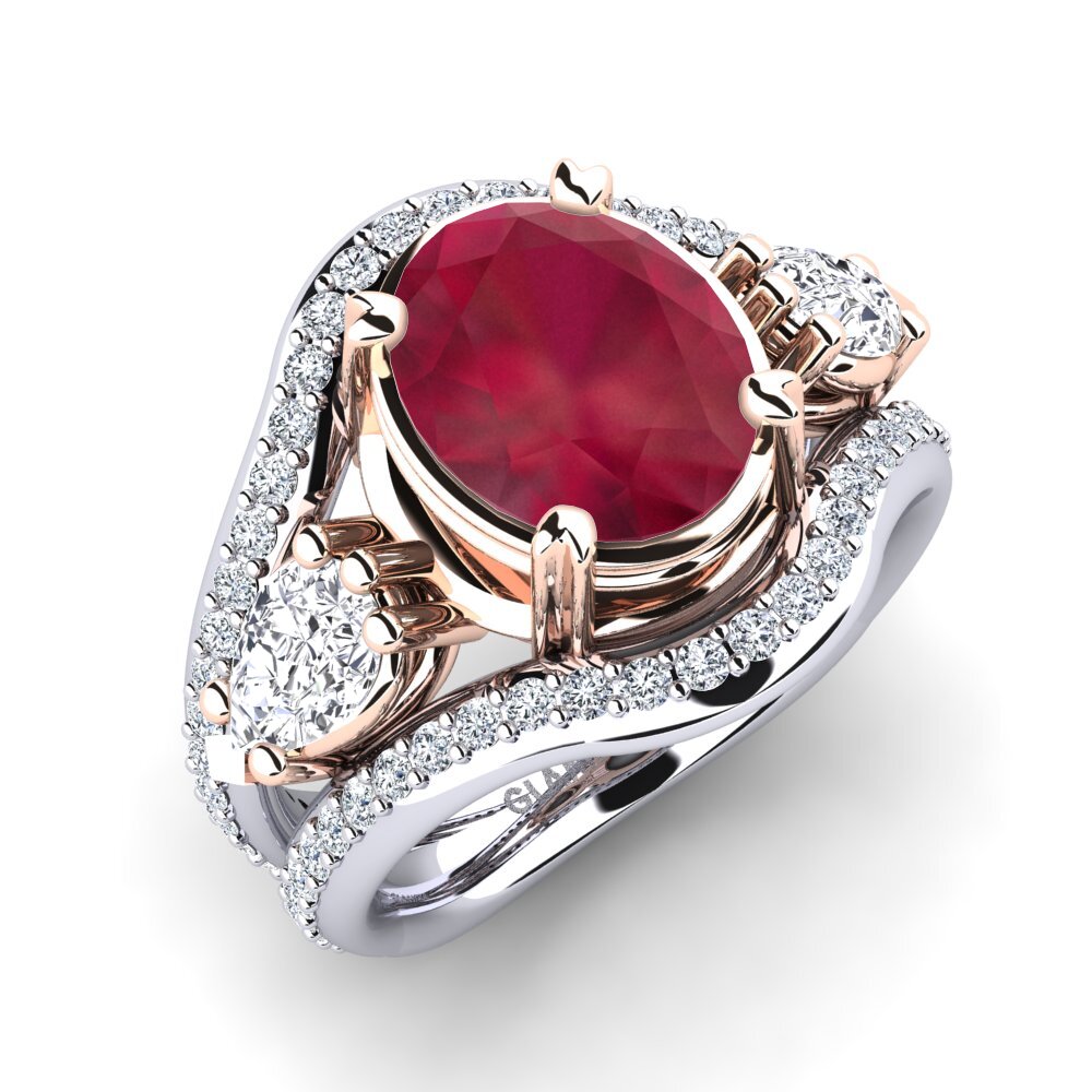 14ct White & Rose Gold Ruby Engagement Ring Jescolyn