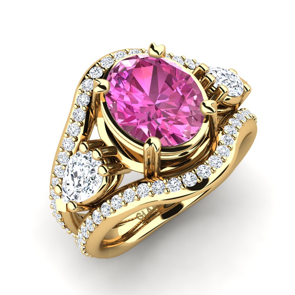 9k Oro Amarillo Topacio Rosa Anillo de compromiso Jescolyn
