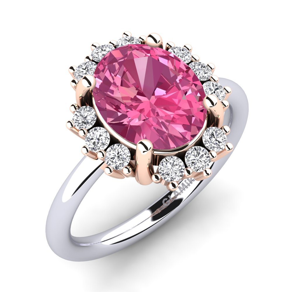 14ct White & Rose Gold Pink Tourmaline Engagement Ring Jeslanie